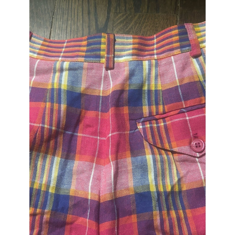 Vtg TALBOTS 8 Linen Blend Trouser Bermuda‎ Shorts Plaid Country Club - Picture 7 of 7